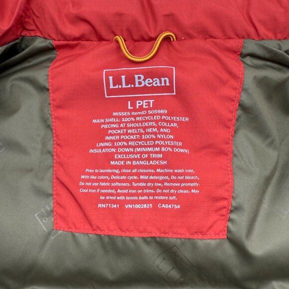 NEW L.L.Bean Women’s Petite L Orange Mountain Classic Down Vest Puffer Pockets - Picture 6 of 13